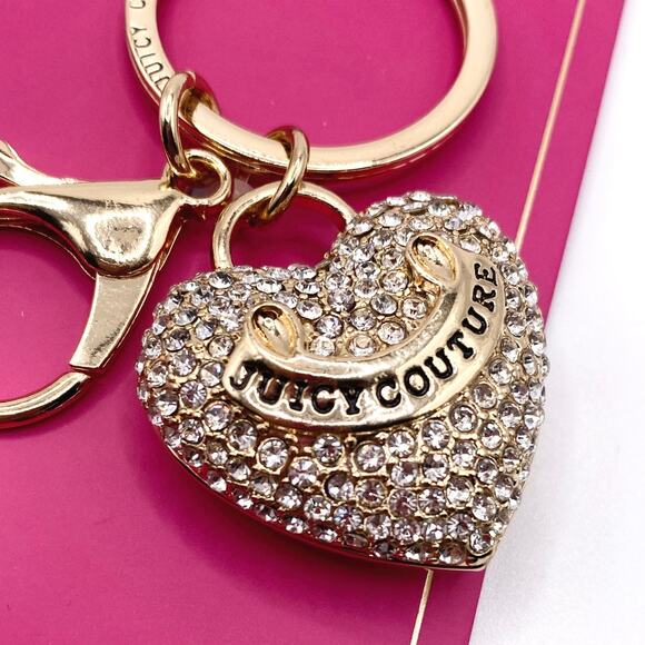 Juicy Couture Puffy Hearts with Rhinestones Bag-key Chain Charm New in Package - Picture 4 of 4